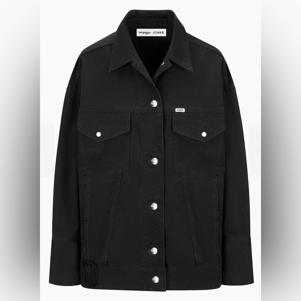 STAUD + Wrangler The Biggest Jean Jacket black in size Small/Medium NWT